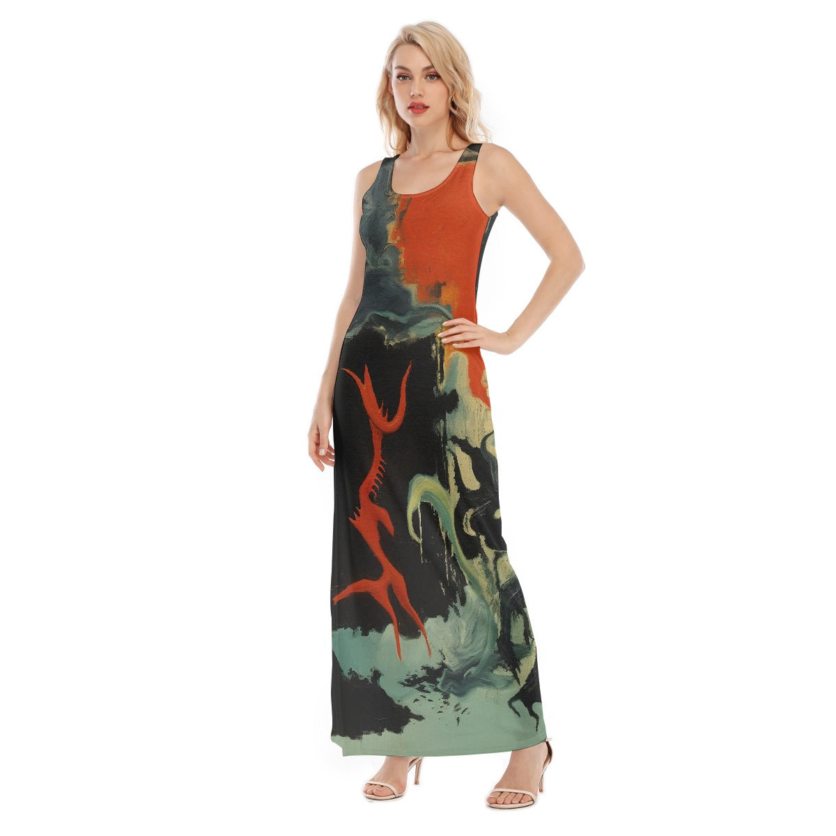 All-Over Print Women's Vest Dress | Length To Ankle