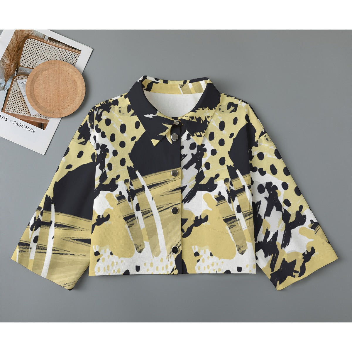 All-Over Print Women's Cropped Jacket | 245GSM Cotton