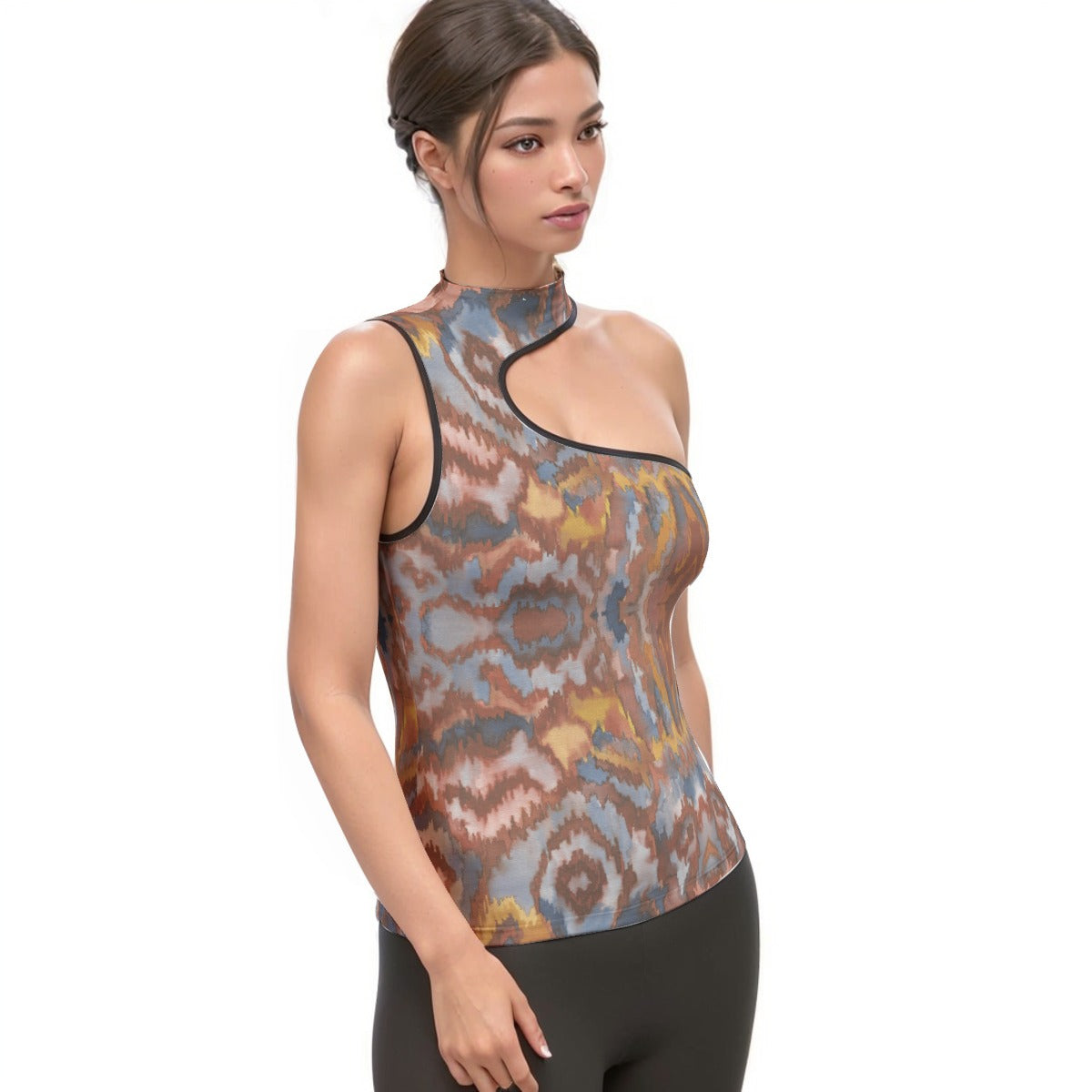 All-Over Print Women's Halter Sleeveless Asymmetrical Tank Top