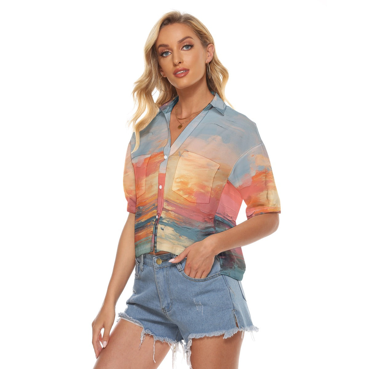 All-Over Print Women's V-neck Shirts