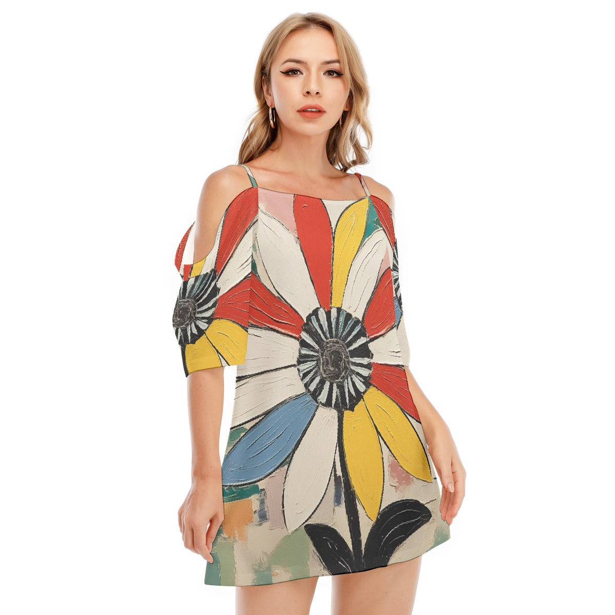 All-Over Print Women's Off-shoulder Cami Dress