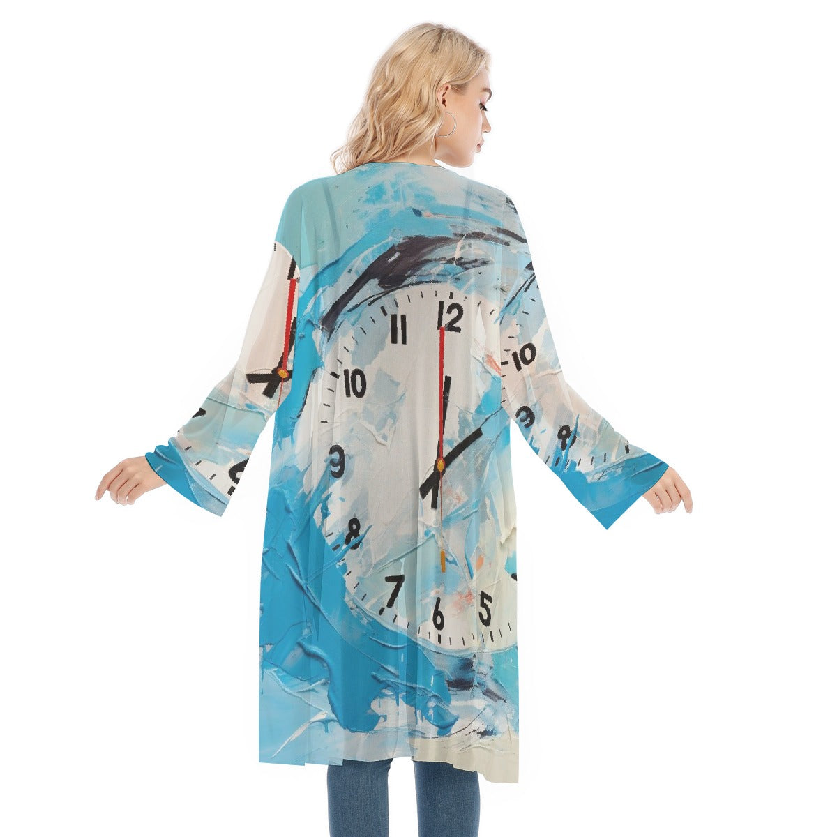 All- Over Print Women's Long Sleeve Mesh Cardigan