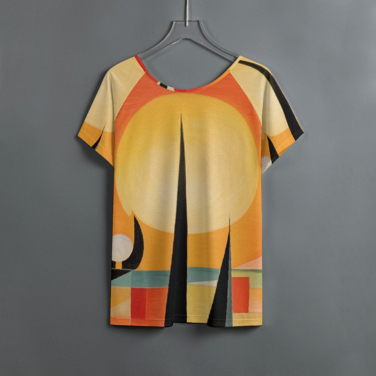All-Over Print Women's Round Neck T-shirt With Raglan Sleeve