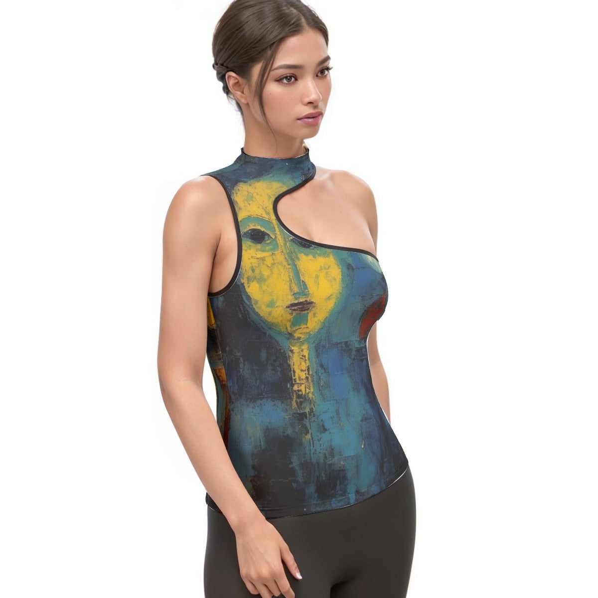 All-Over Print Women's Halter Sleeveless Asymmetrical Tank Top