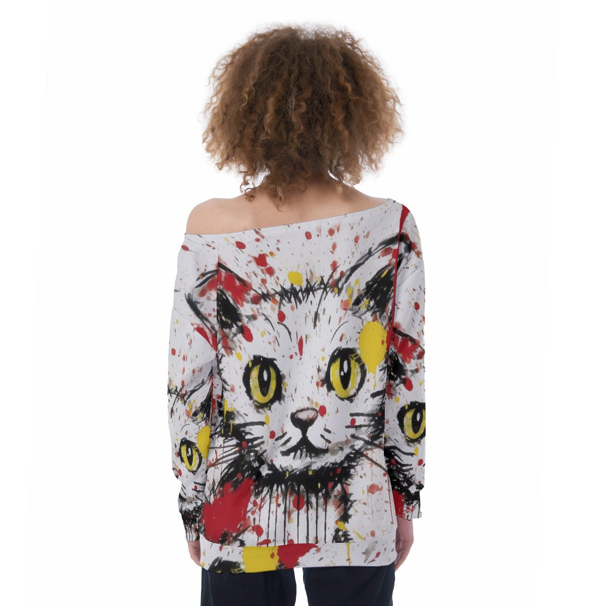 All-Over Print Oversized Women's Off-Shoulder Sweatshirt