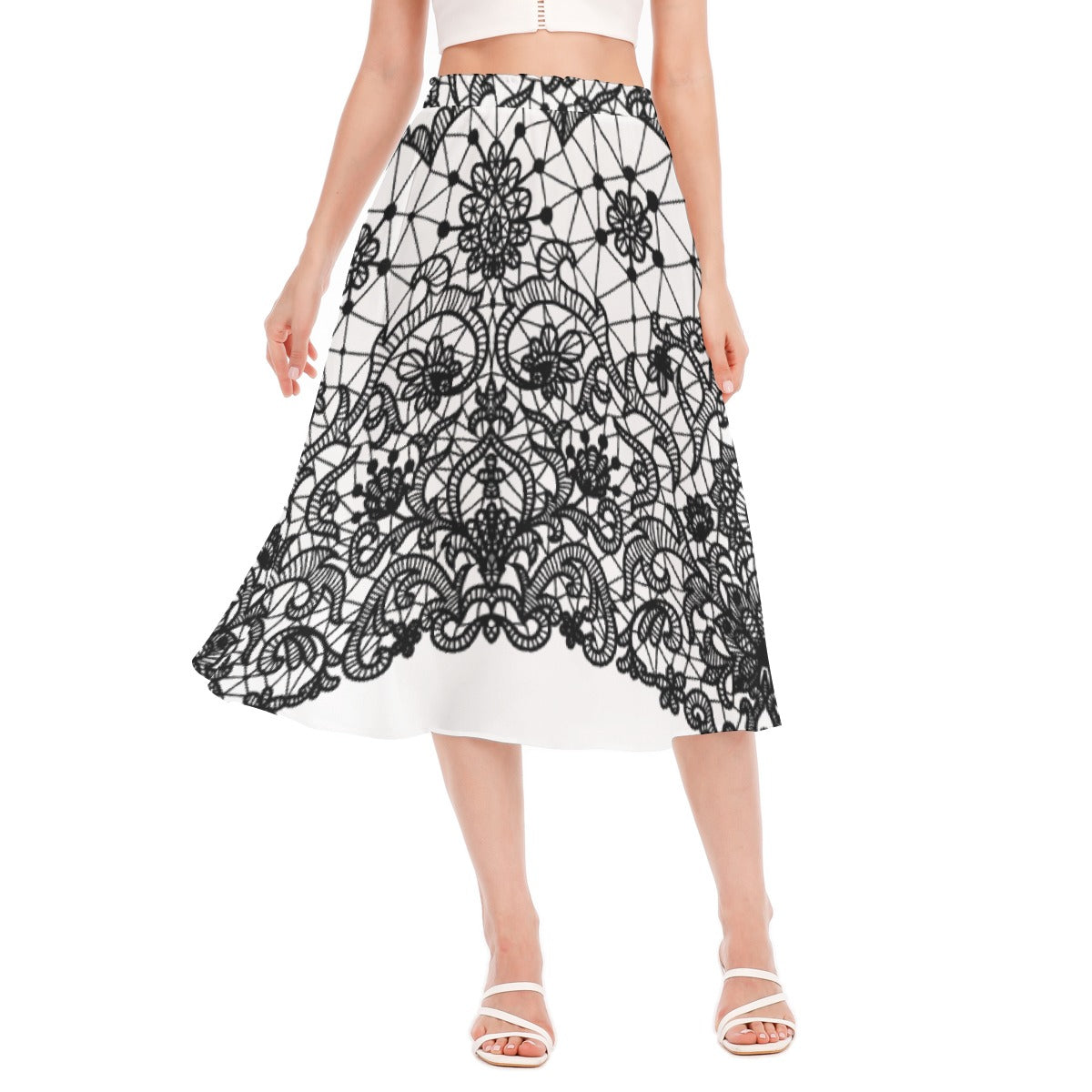 All-Over Print Women's Long Section Chiffon Skirt