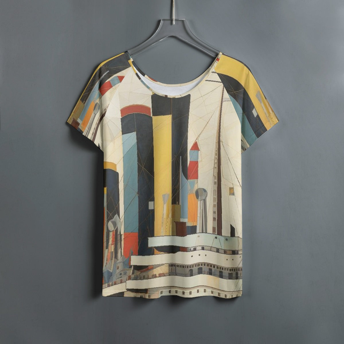 All-Over Print Women's Round Neck T-shirt With Raglan Sleeve
