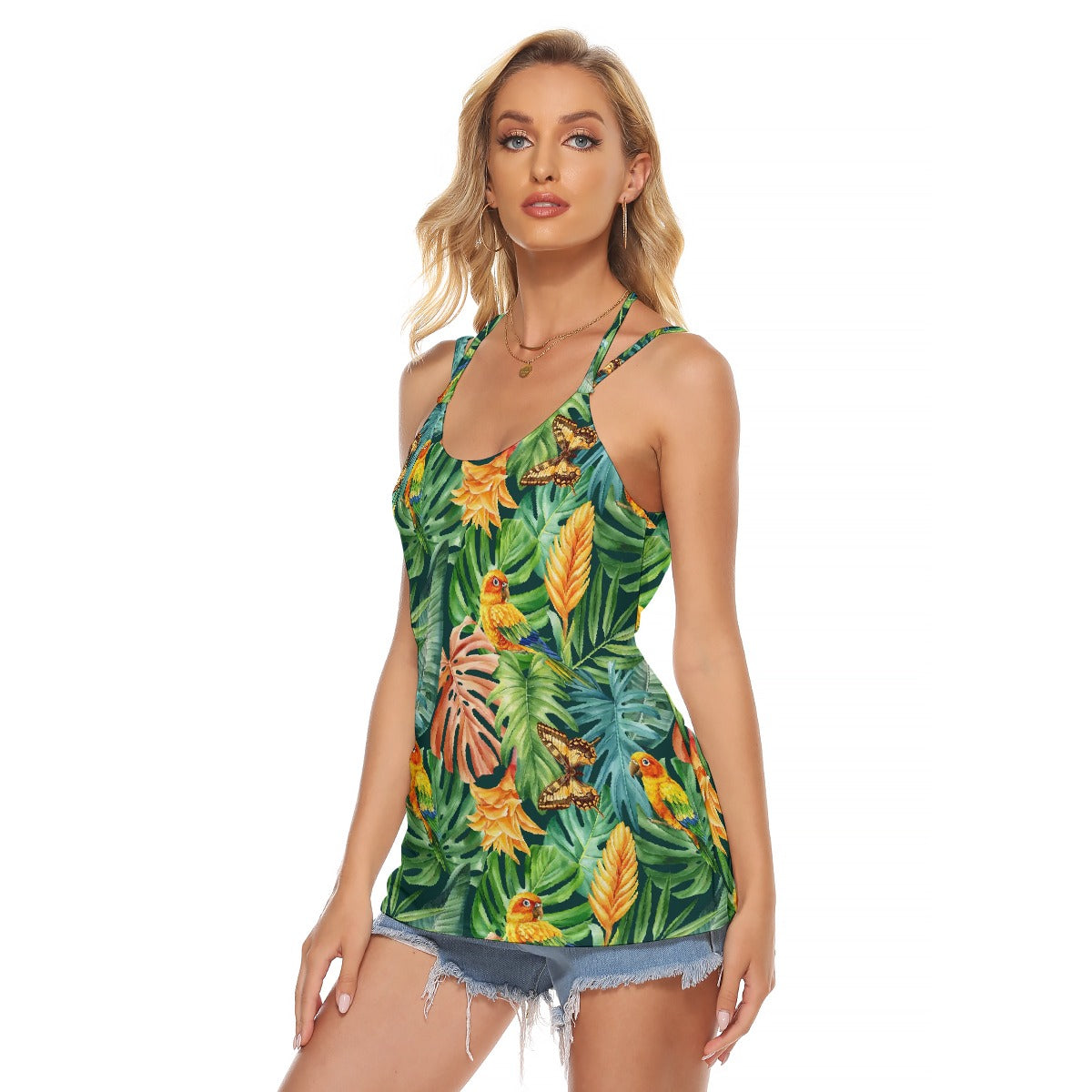 All-Over Print Women's Halter Top With Backless