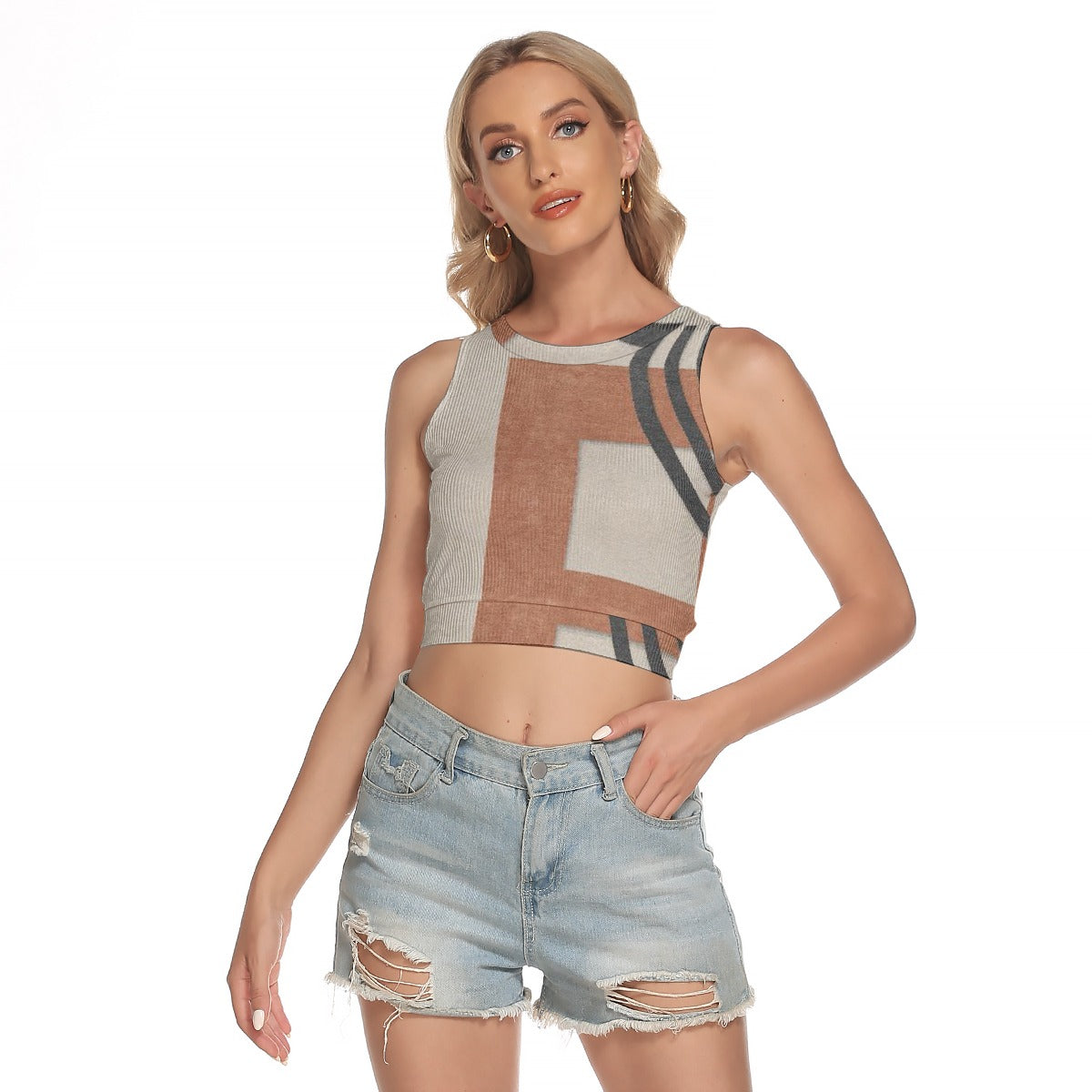 All-Over Print Women's Sleeveless Back Hollow Crop Top