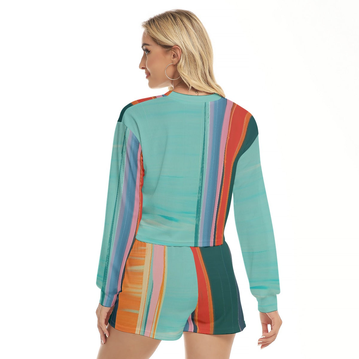 All-Over Print Women's Short Sweatshirt And Pants Suit