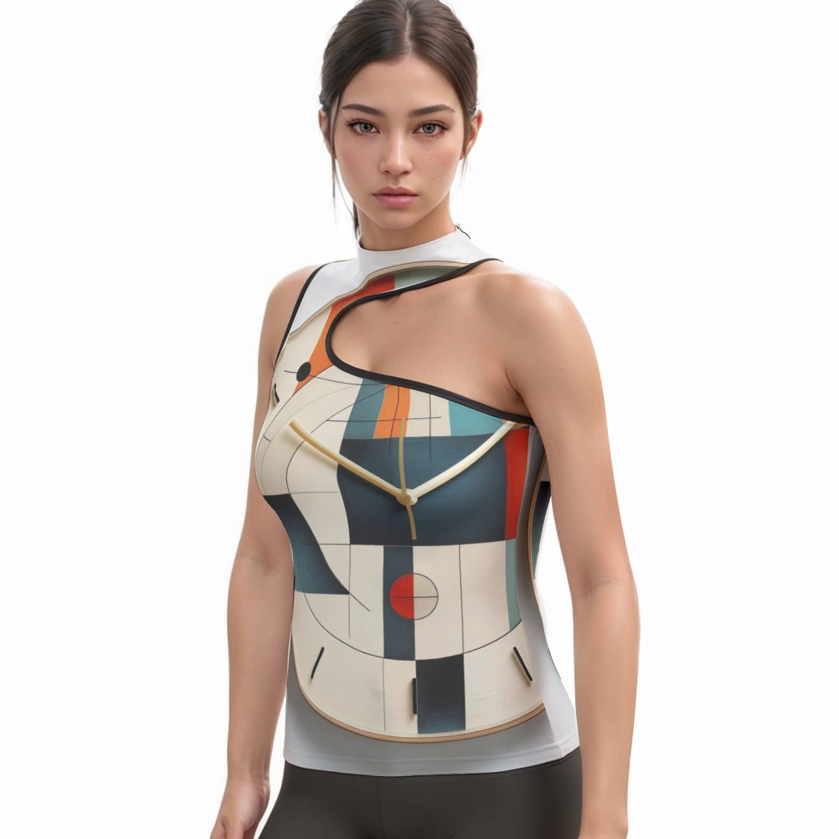 All-Over Print Women's Halter Sleeveless Asymmetrical Tank Top