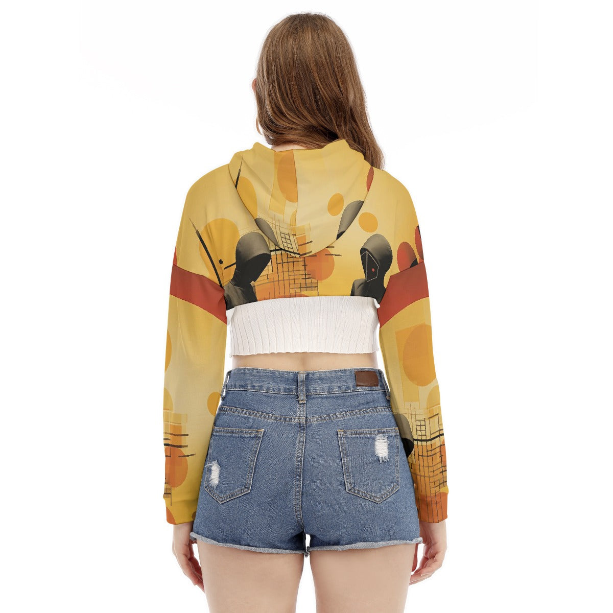 All-Over Print Women's Smock Short Hoodie With Long Sleeve
