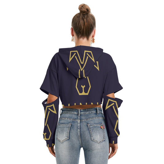 All-Over Print Women's Heavy Fleece Hoodie With Hollow Out Sleeve