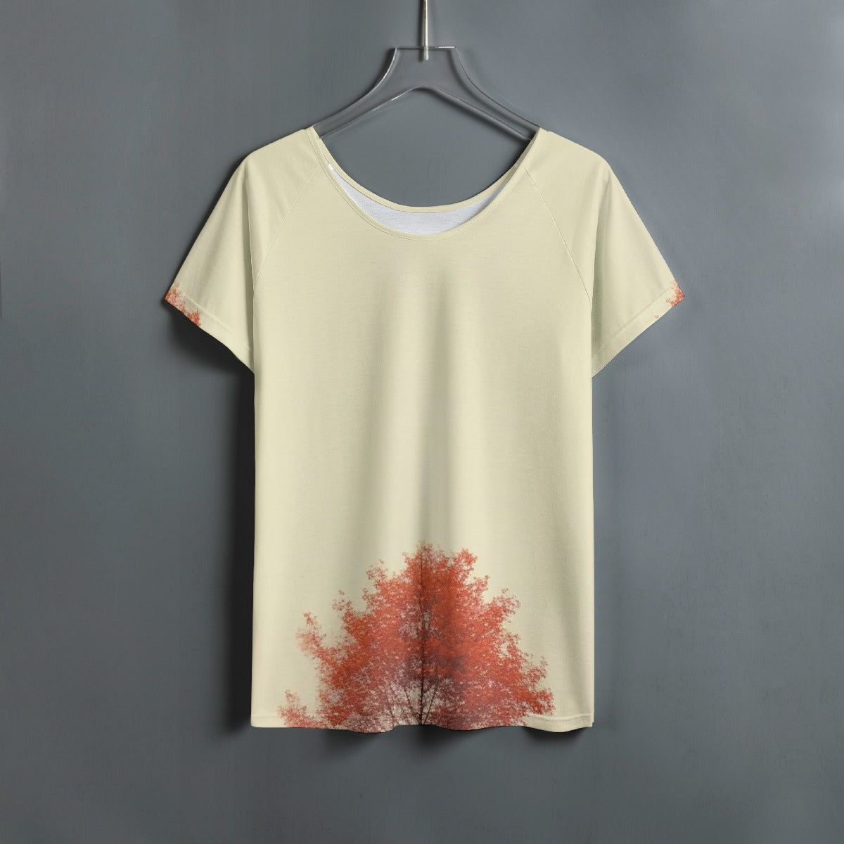 All-Over Print Women's Round Neck T-shirt With Raglan Sleeve