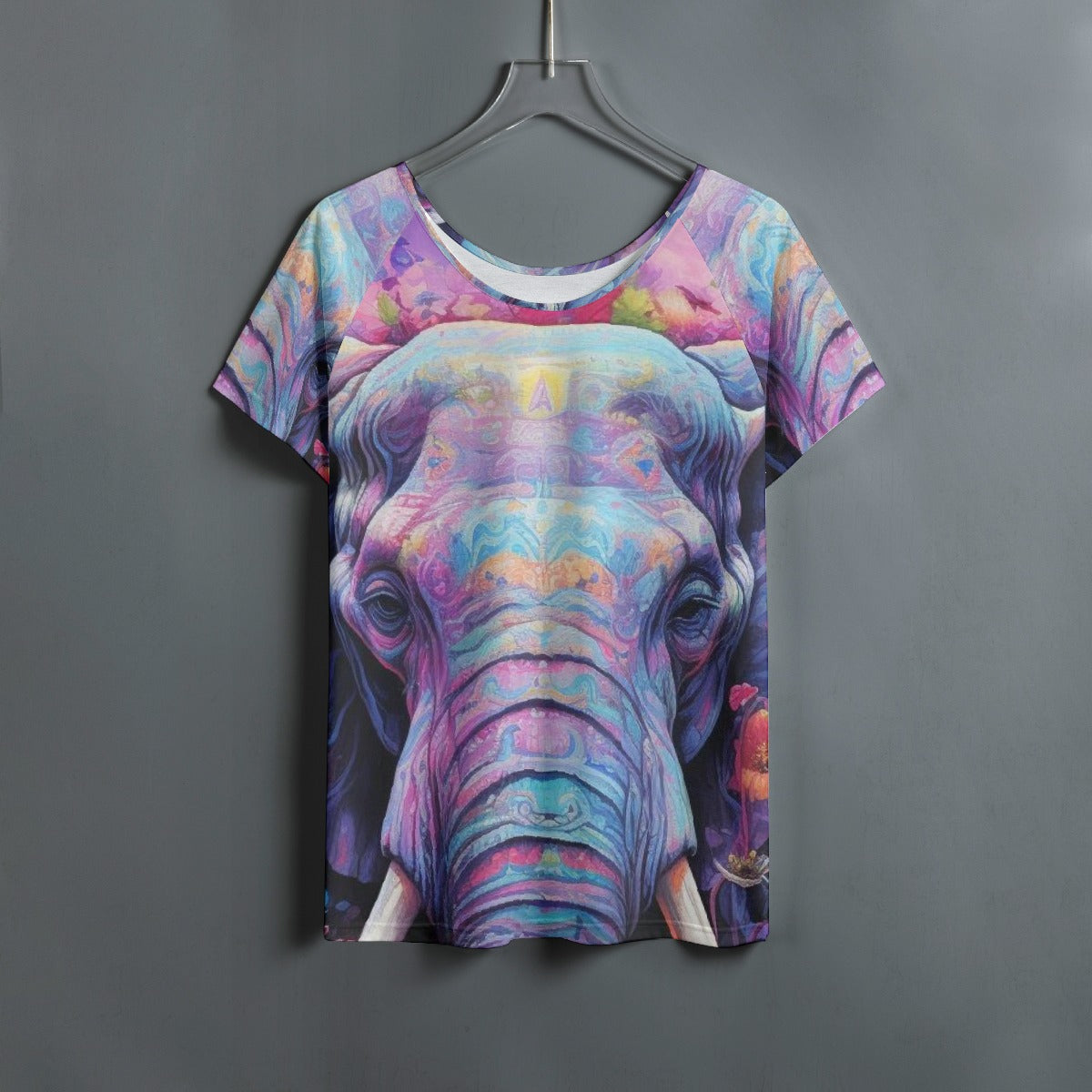 All-Over Print Women's Round Neck T-shirt With Raglan Sleeve