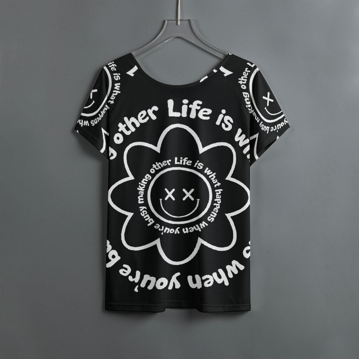 All-Over Print Women's Round Neck T-shirt With Raglan Sleeve