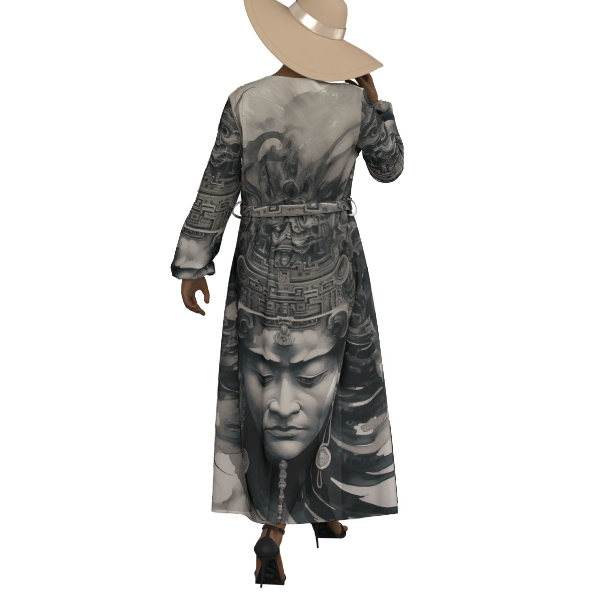 All-Over Print Women's Lace-up Chiffon Robe