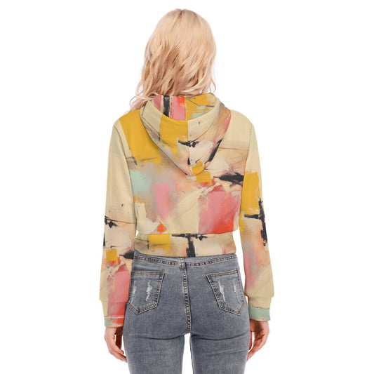 All-Over Print Women's Crop Top Hoodie With Zipper Closure