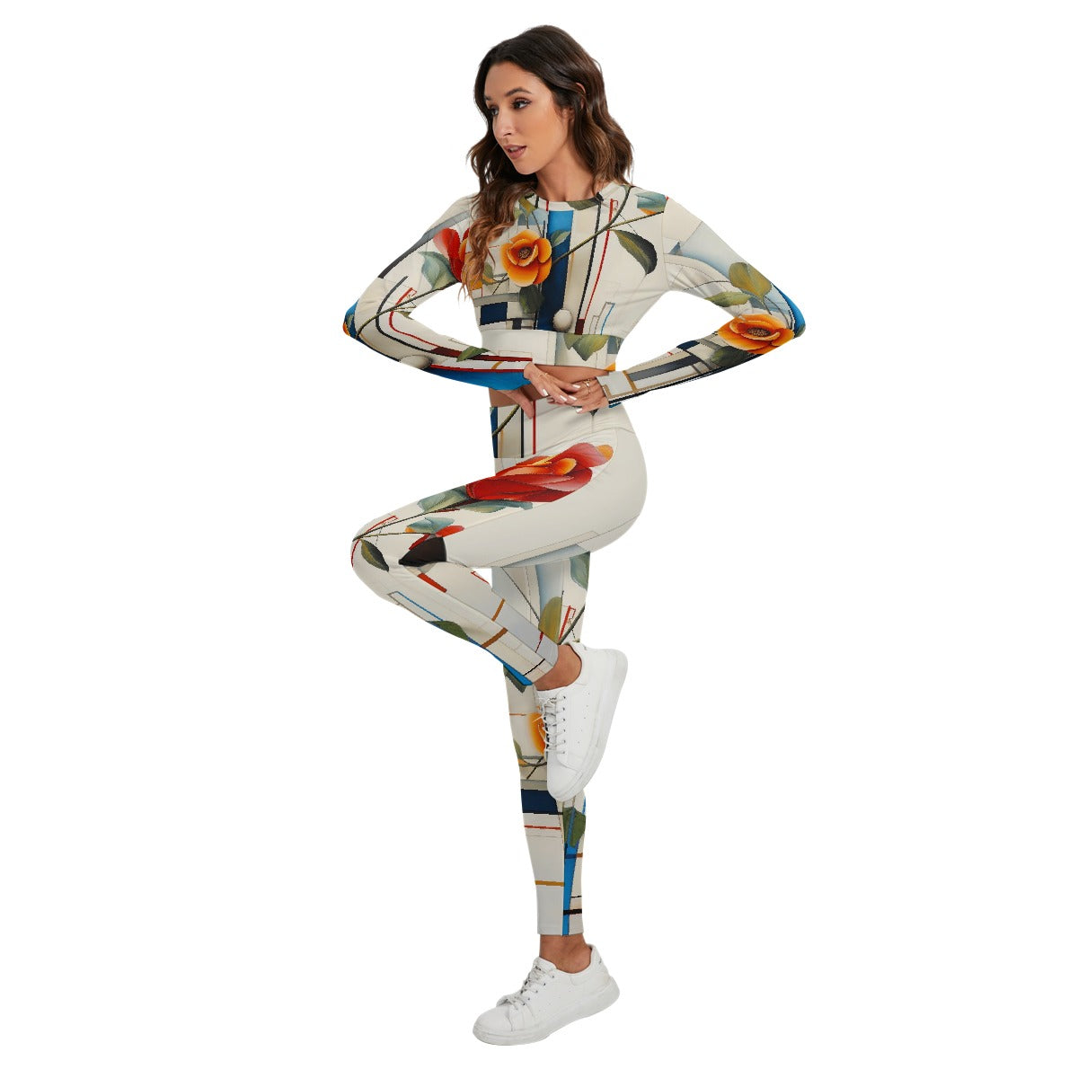 All-Over Print Women's Sport Set With Backless Top And Leggings