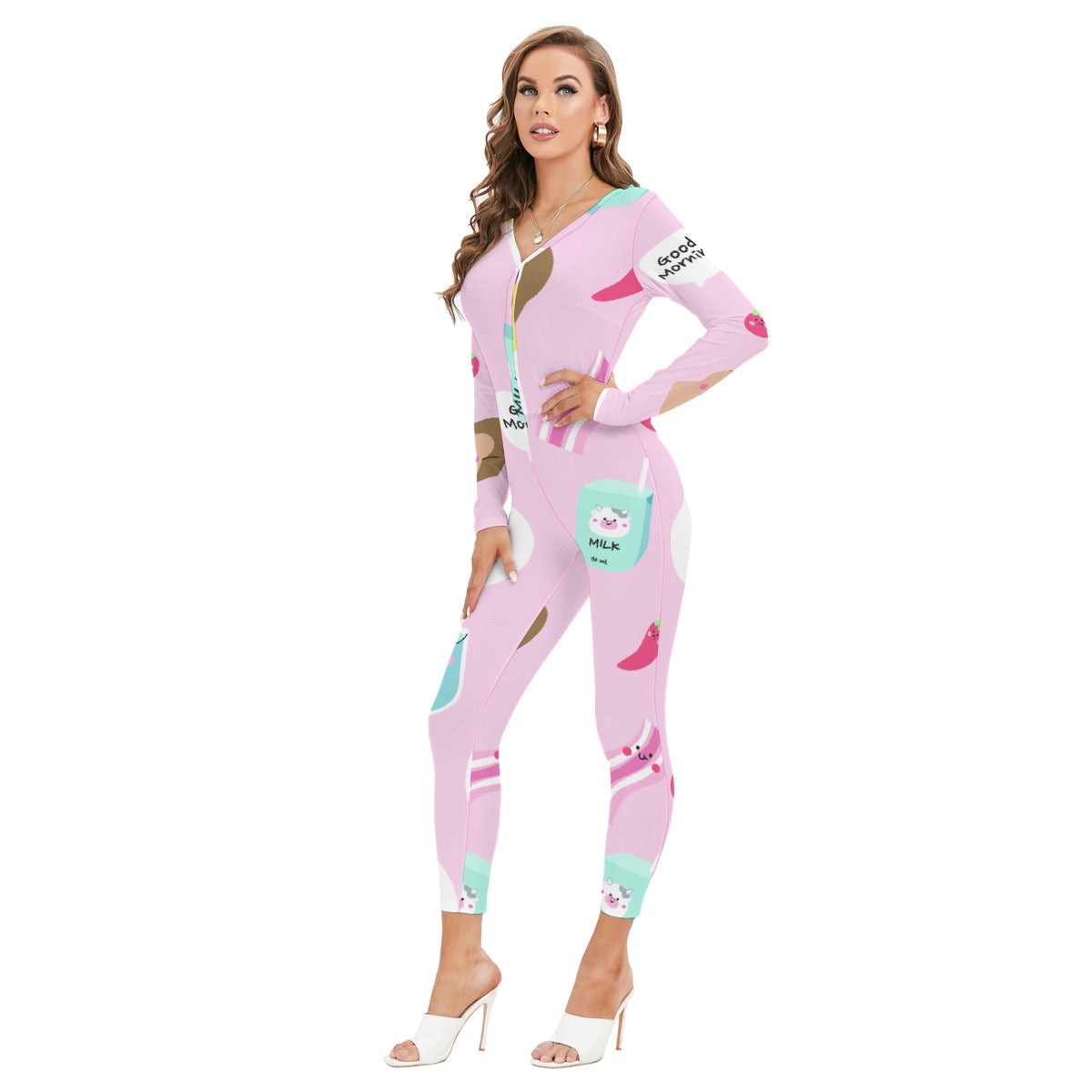 All-Over Print Women's Plunging Neck Jumpsuit
