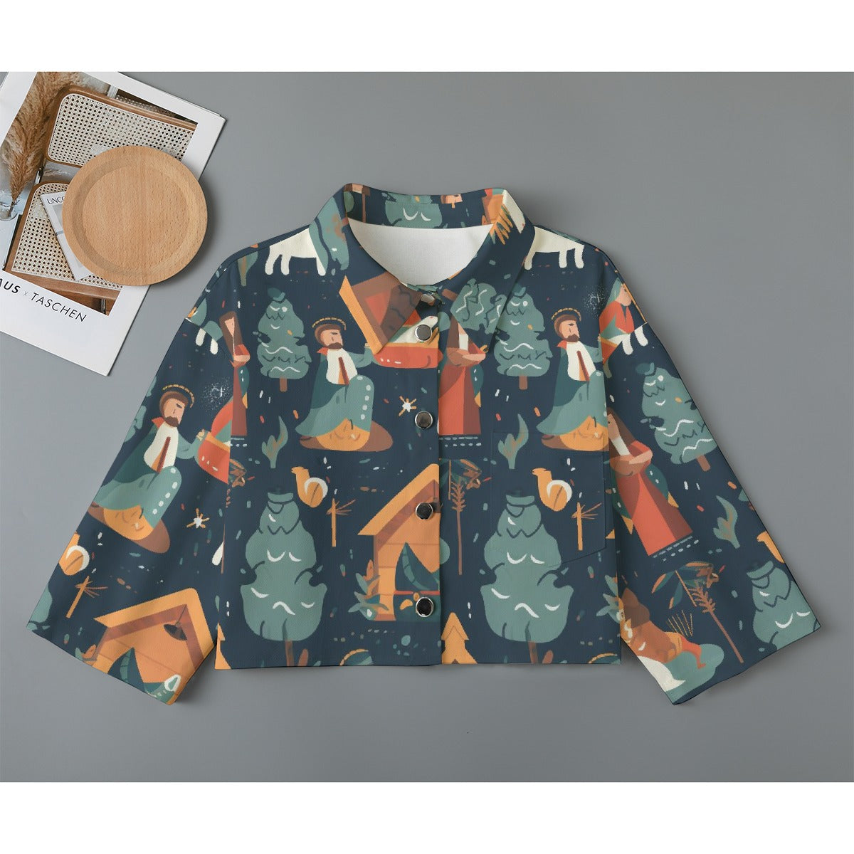 All-Over Print Women's Cropped Jacket | 245GSM Cotton