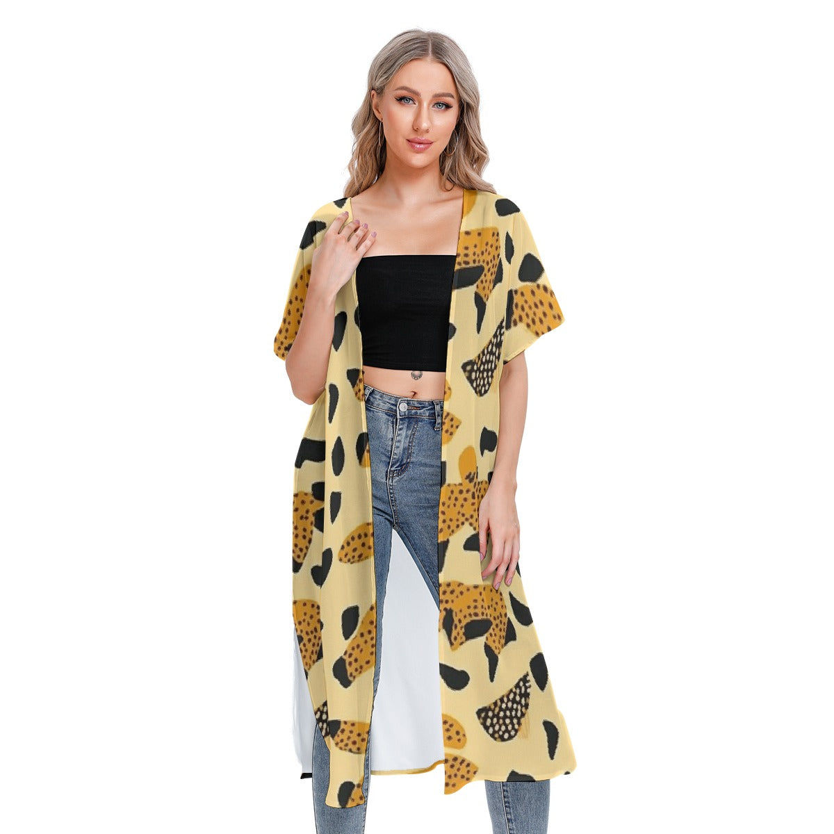 All-Over Print Women's Short Sleeve Cardigan