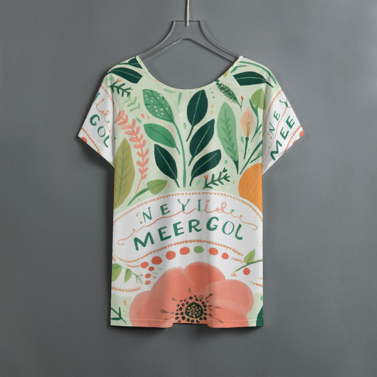 All-Over Print Women's Round Neck T-shirt With Raglan Sleeve