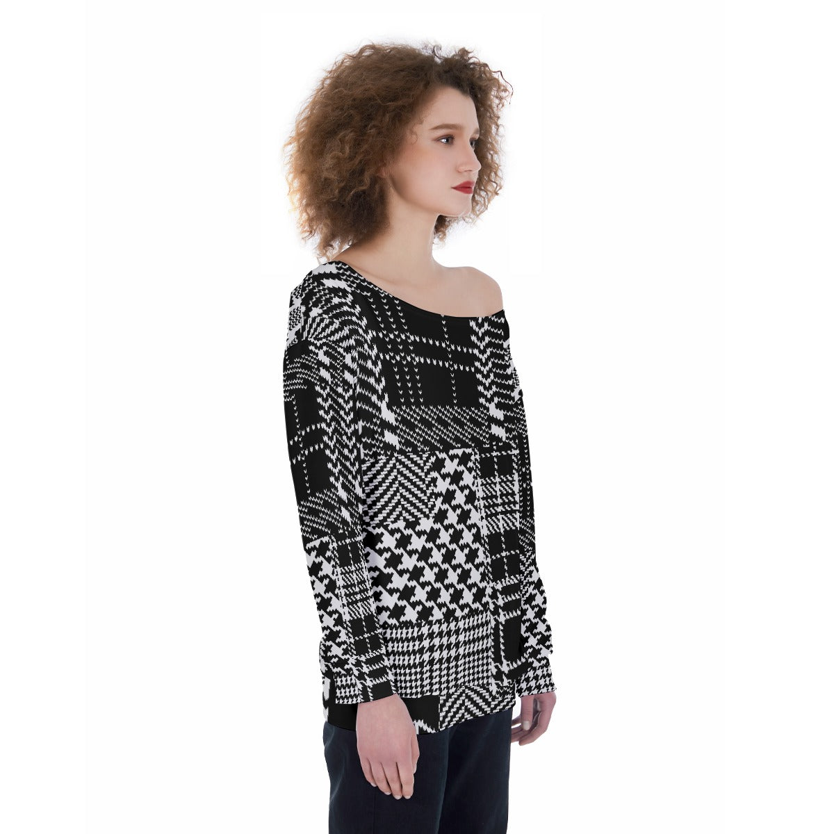 All-Over Print Oversized Women's Off-Shoulder Sweatshirt