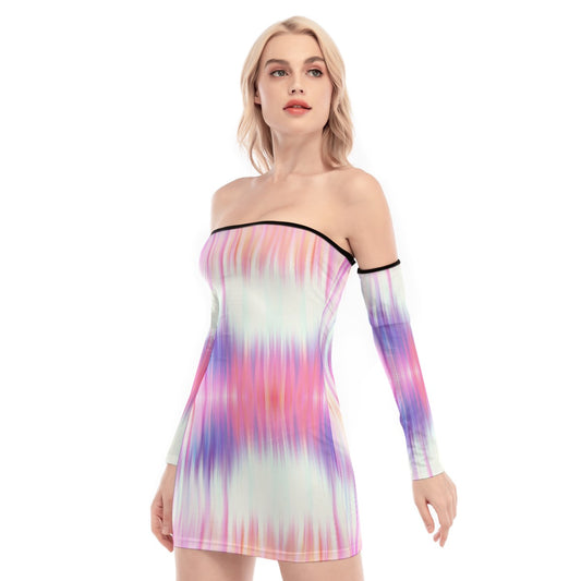 All-Over Print Women's Off-shoulder Back Lace-up Dress