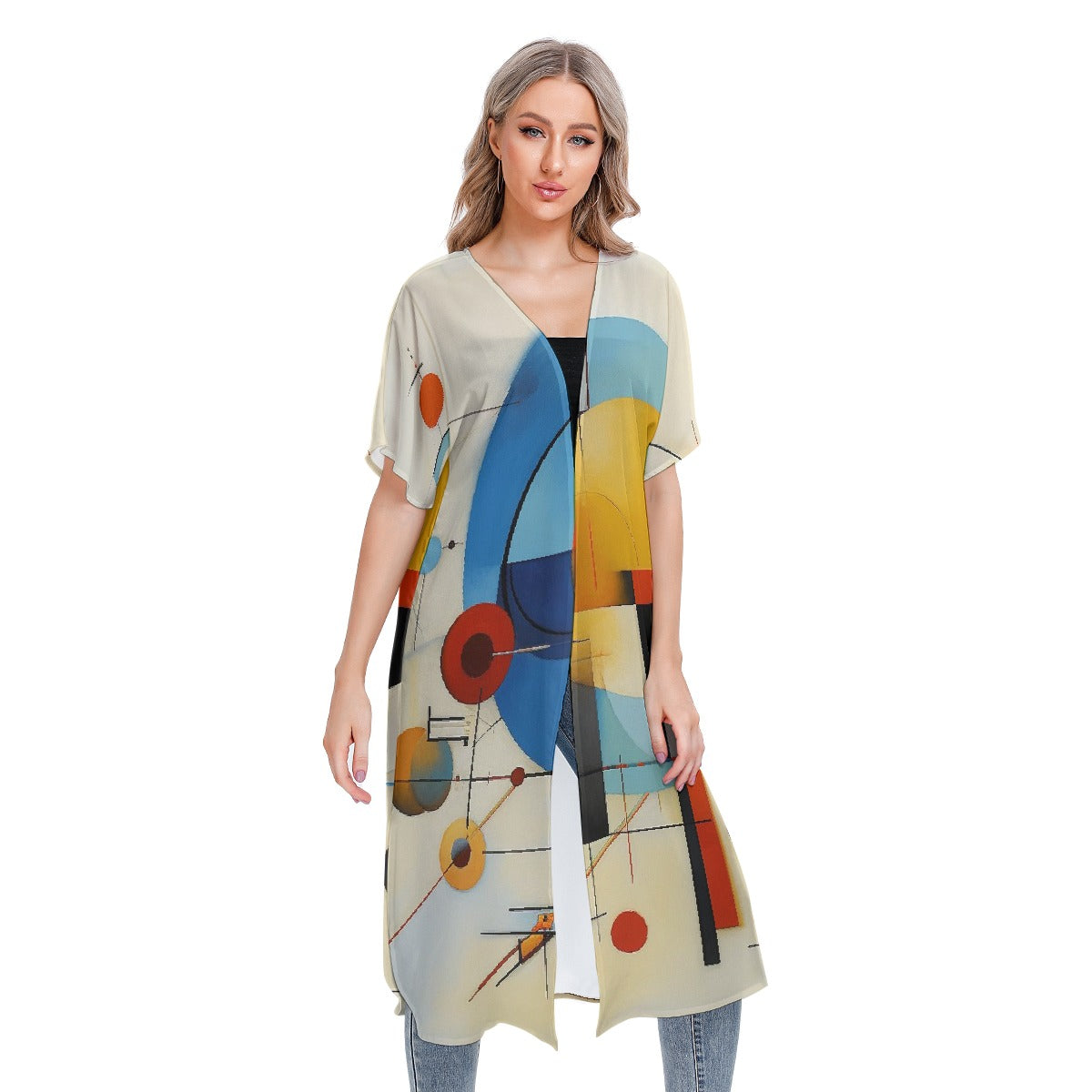 All-Over Print Women's Short Sleeve Cardigan