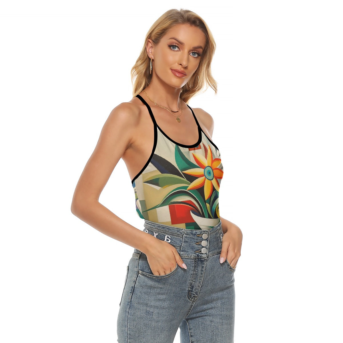 All-Over Print Women's Criss-Cross Open Back Tank Top