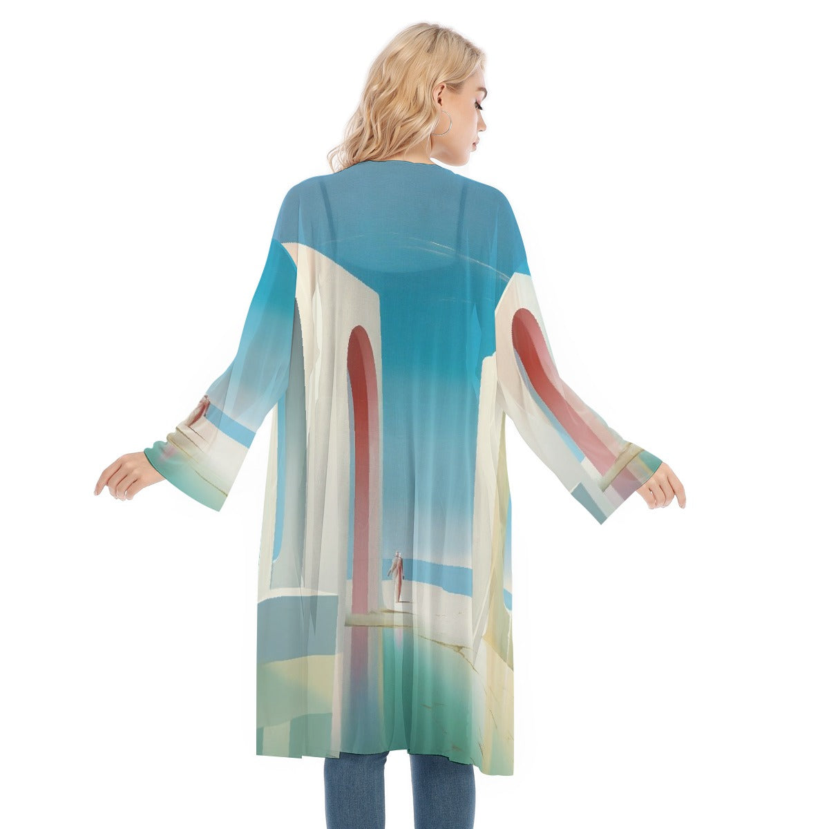 All- Over Print Women's Long Sleeve Mesh Cardigan