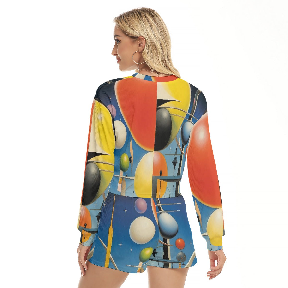 All-Over Print Women's Short Sweatshirt And Pants Suit