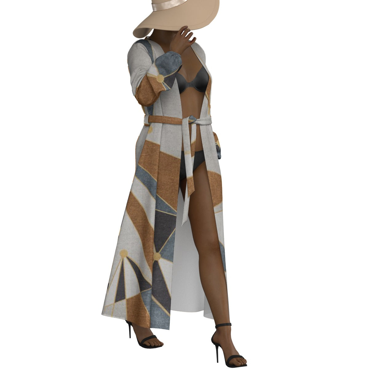 All-Over Print Women's Lace-up Chiffon Robe