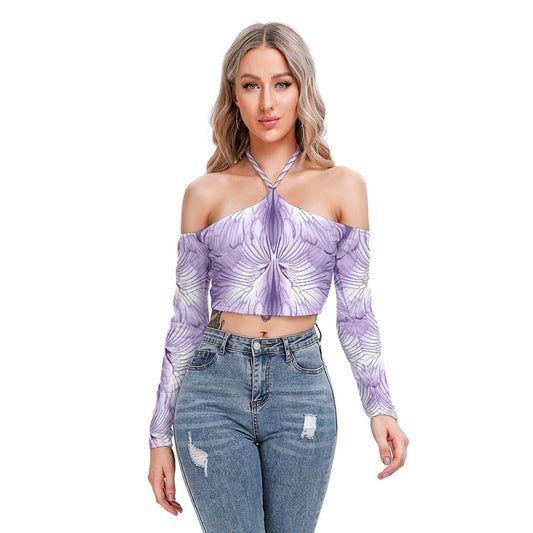 All-Over Print Women's Halter Lace-up Top
