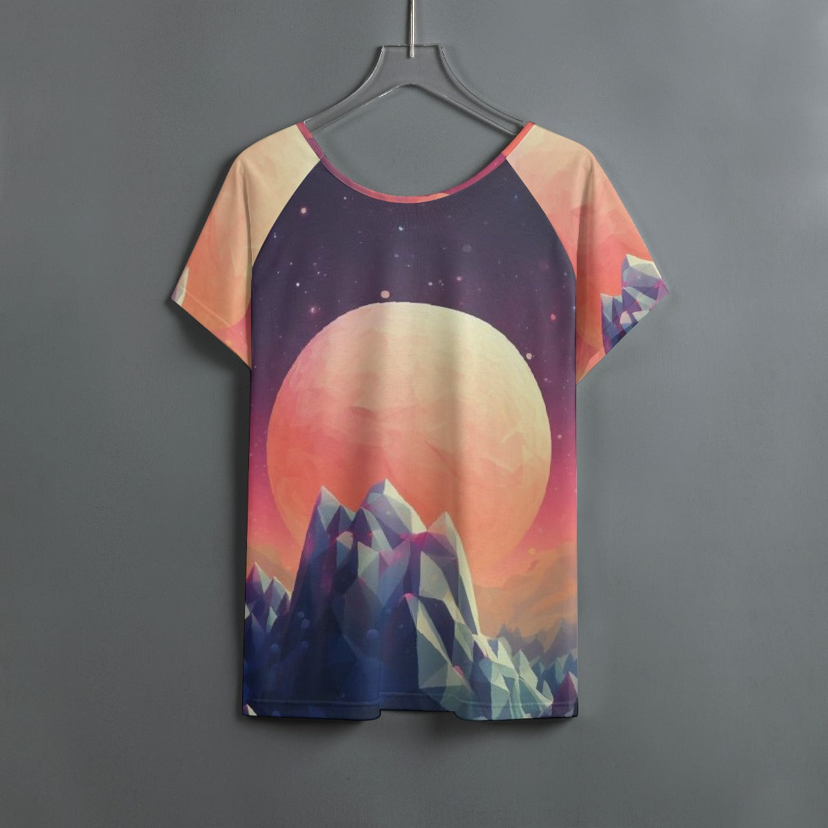 All-Over Print Women's Round Neck T-shirt With Raglan Sleeve