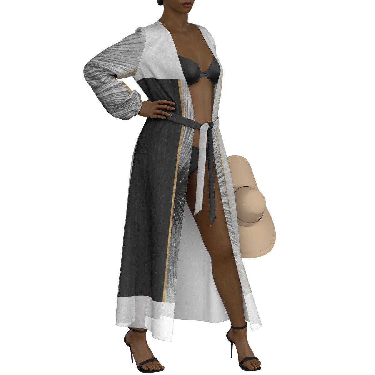 All-Over Print Women's Lace-up Chiffon Robe