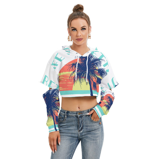 All-Over Print Women's Heavy Fleece Hoodie With Hollow Out Sleeve