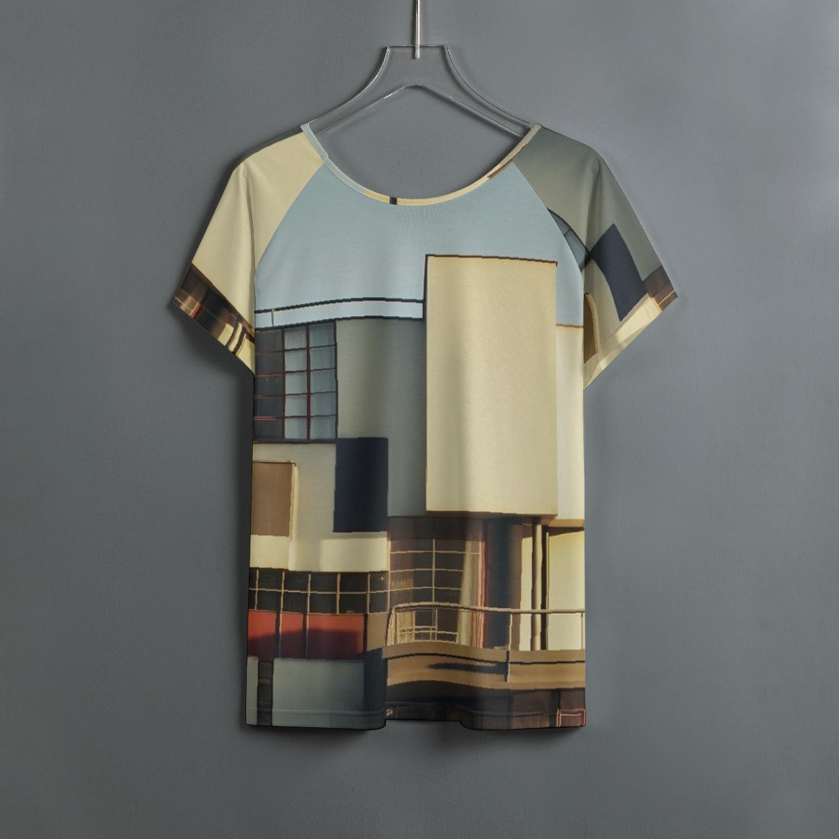 All-Over Print Women's Round Neck T-shirt With Raglan Sleeve