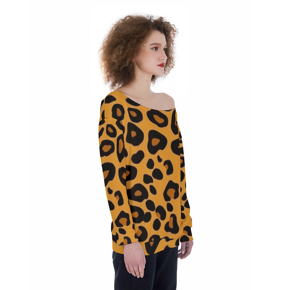 All-Over Print Oversized Women's Off-Shoulder Sweatshirt