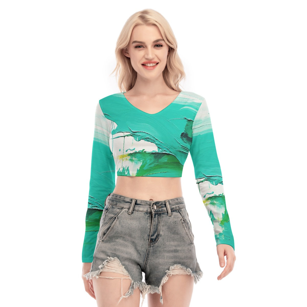 All-Over Print Women's Back Hollow T-shirt With Strap