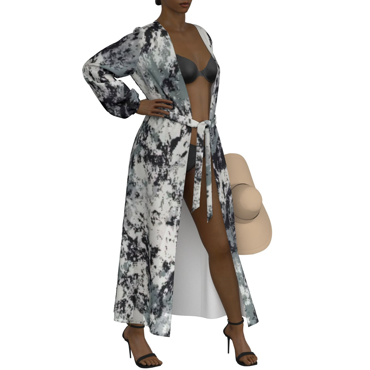 All-Over Print Women's Lace-up Chiffon Robe