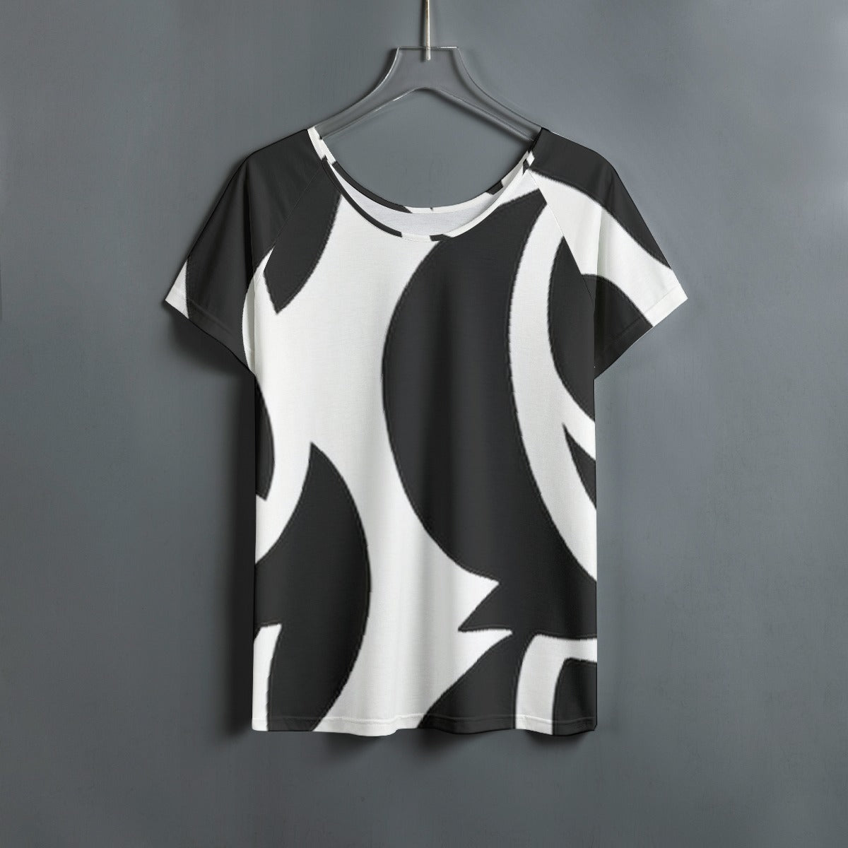 All-Over Print Women's Round Neck T-shirt With Raglan Sleeve
