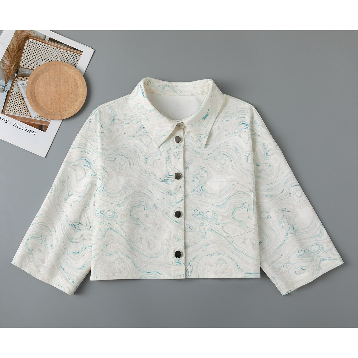All-Over Print Women's Cropped Jacket | 245GSM Cotton