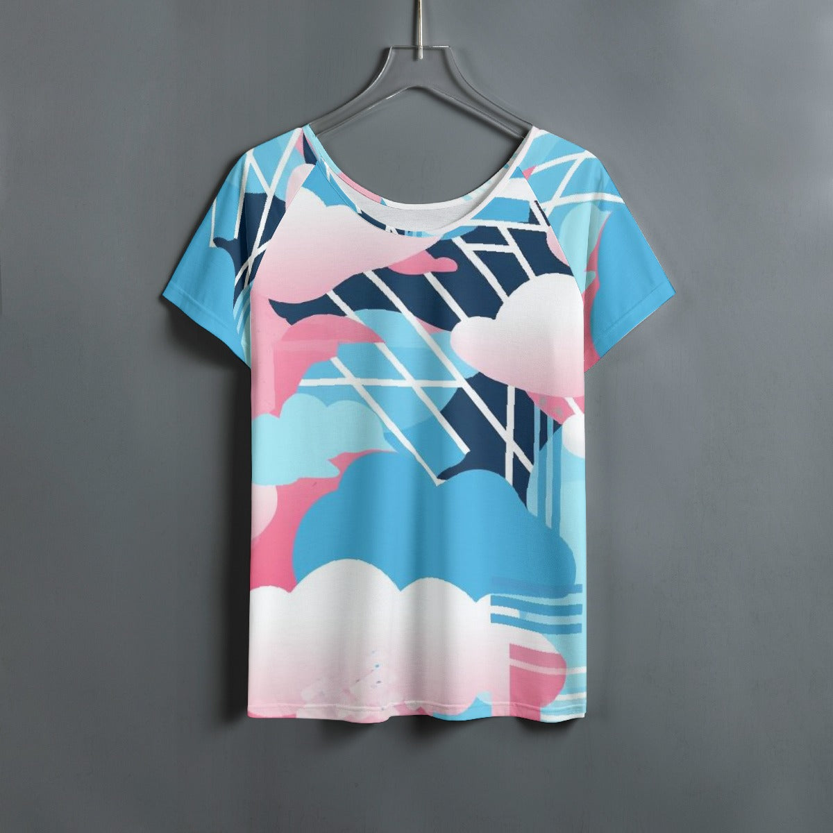 All-Over Print Women's Round Neck T-shirt With Raglan Sleeve