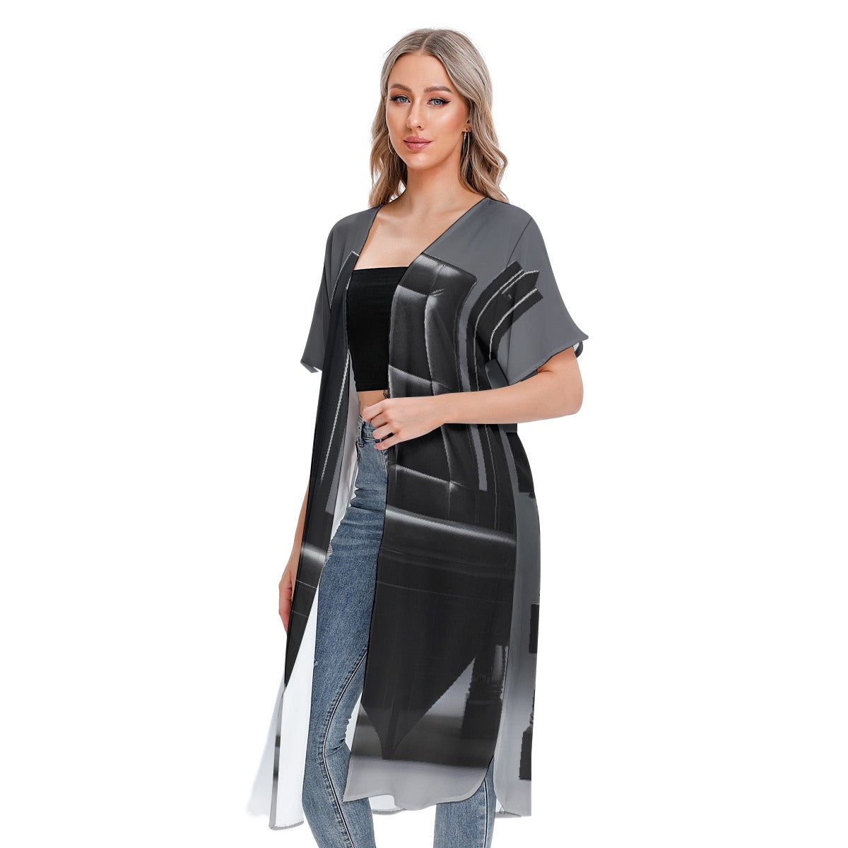 All-Over Print Women's Short Sleeve Cardigan