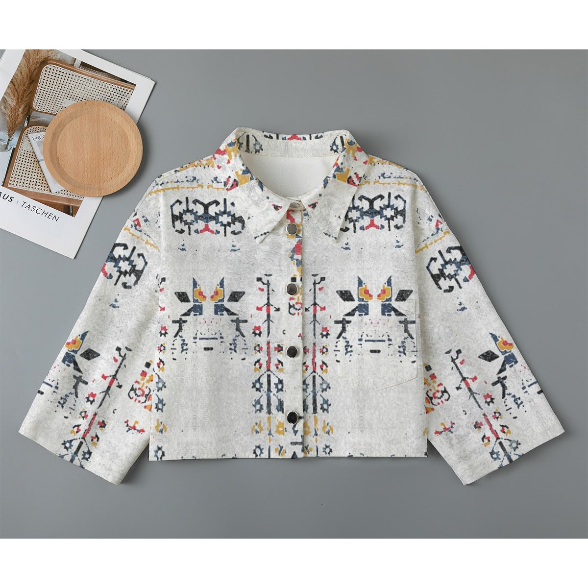 All-Over Print Women's Cropped Jacket | 245GSM Cotton