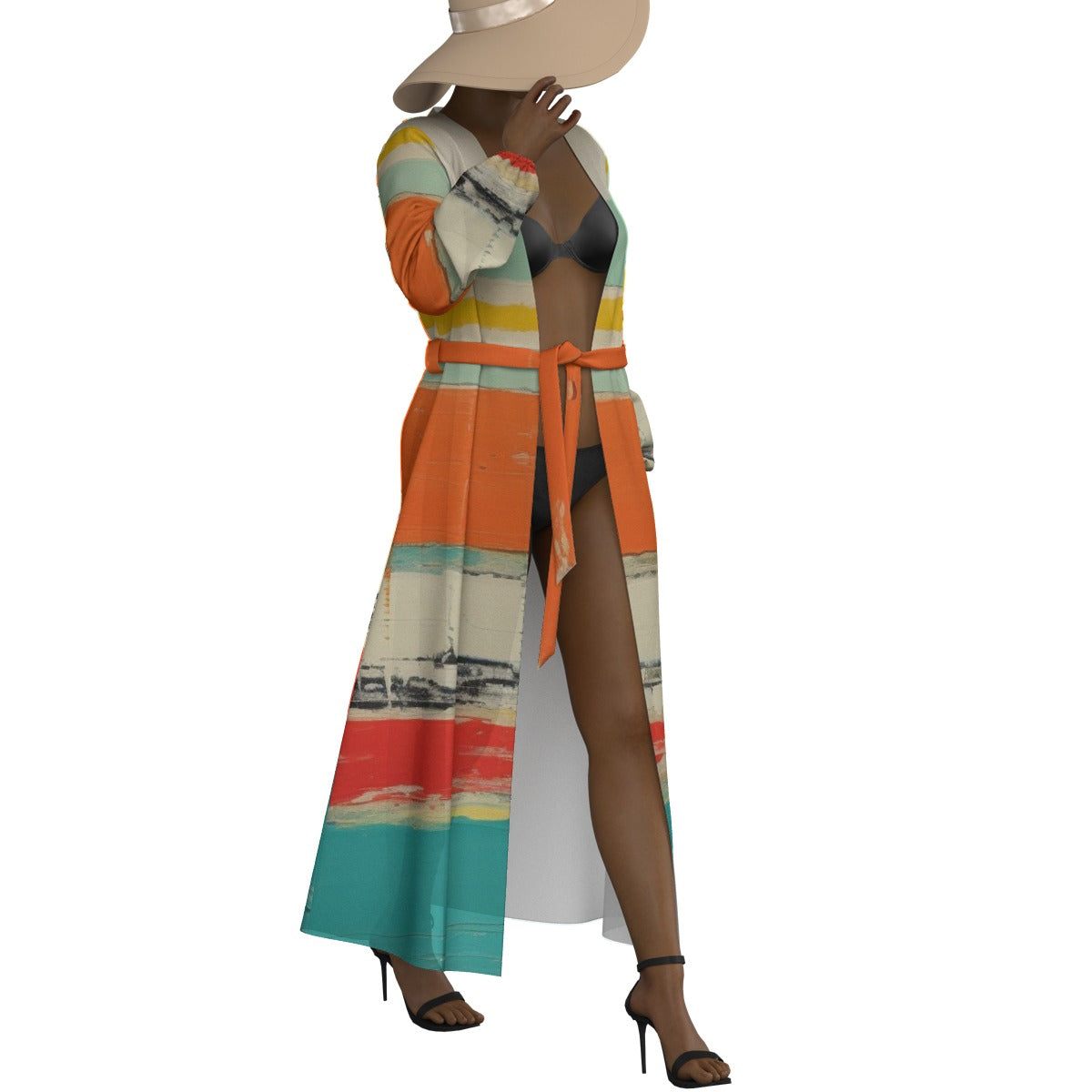 All-Over Print Women's Lace-up Chiffon Robe