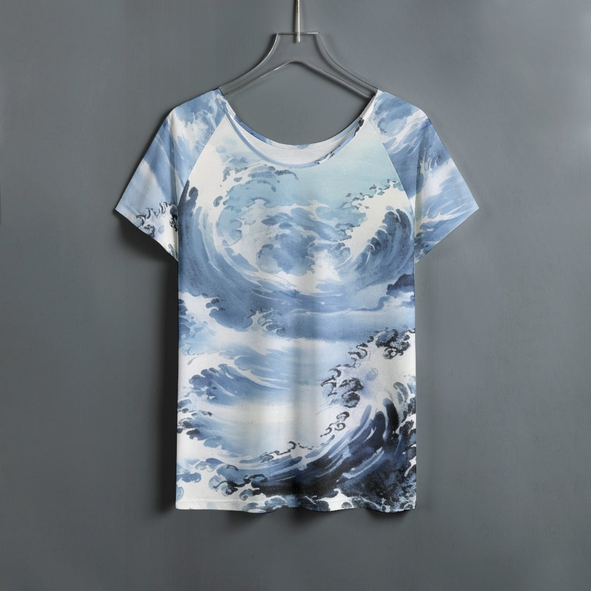 All-Over Print Women's Round Neck T-shirt With Raglan Sleeve