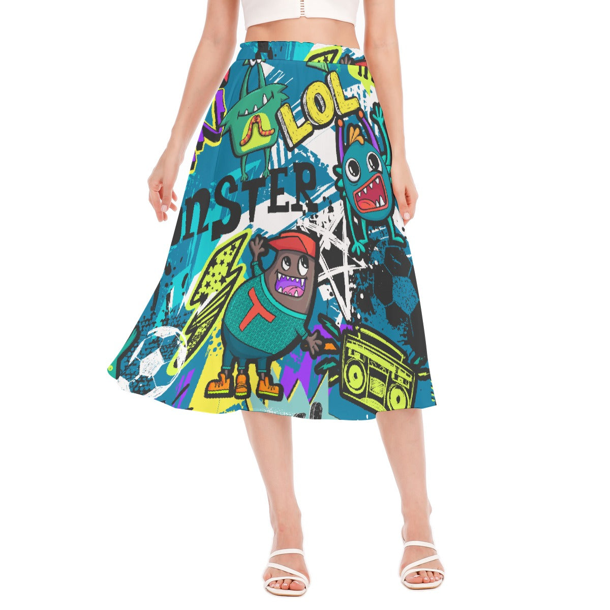 All-Over Print Women's Long Section Chiffon Skirt